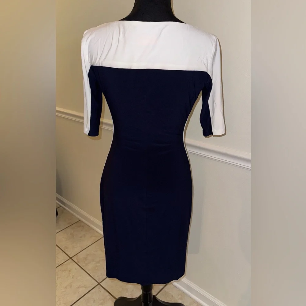Lauren Ralph Lauren Navy & White Colorblock Sheath Dress – Size 6 - Picture 4 of 6